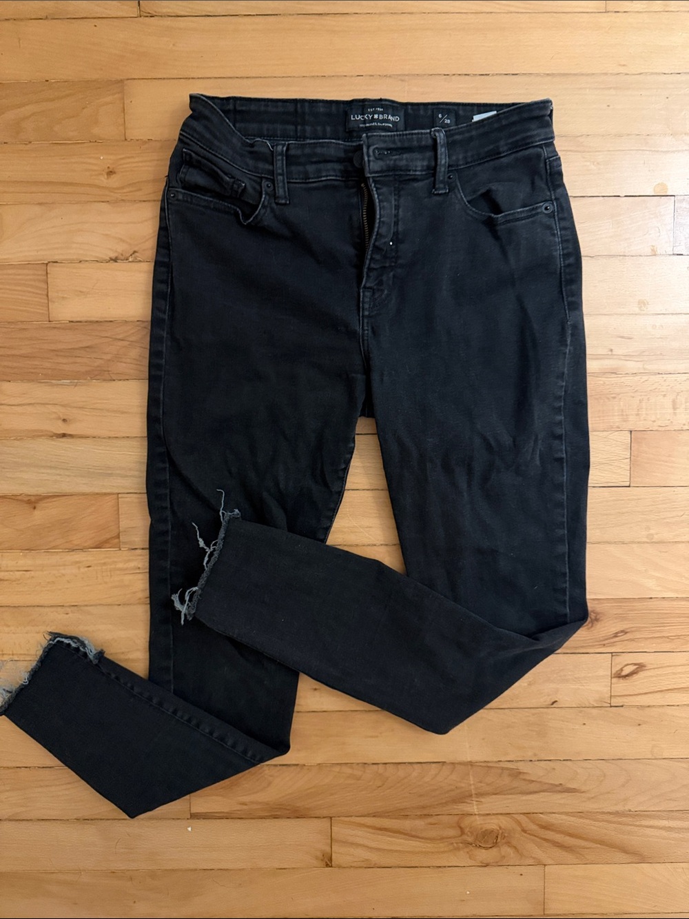 Lucky Brand Black High-Rise Raw-Hem Skinny Jeans - Women's